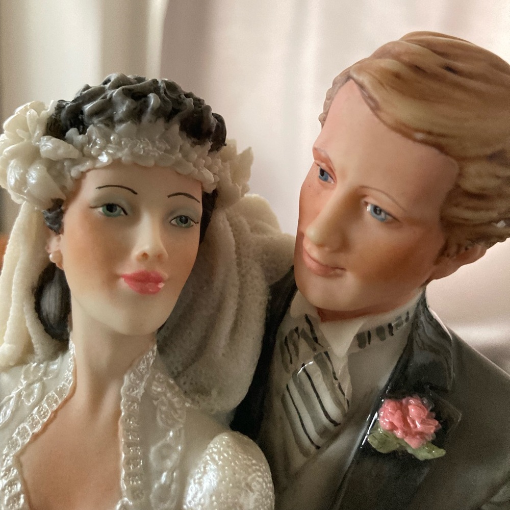 A. Belcari Italian artist vintage bride groom figurine, porcelain, high 11,5 in